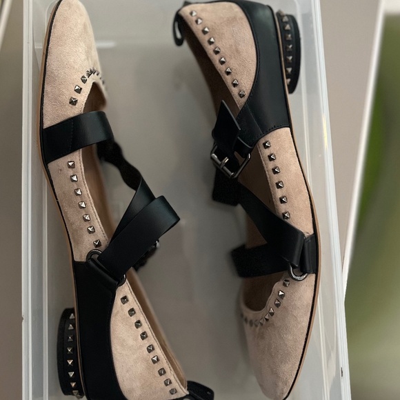 Valentino Garavani Suede Leather Studded Mary Janes - Picture 2 of 6